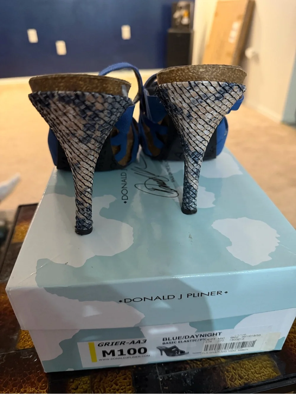 Donald J. Pliner Royal Blue Crisscross Cork Wedge Sandals